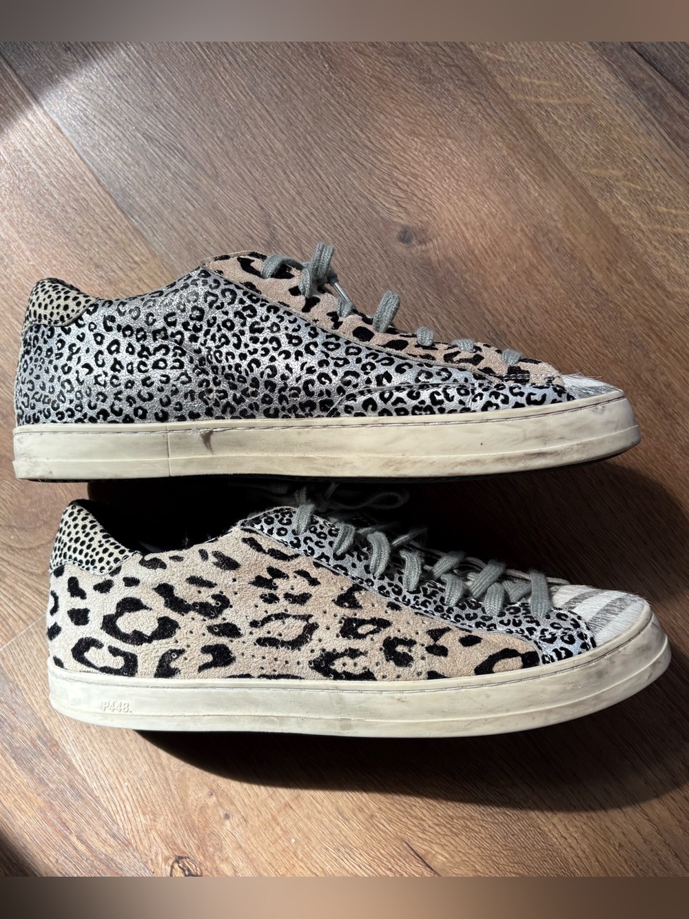 P448 Women's Gray Leopard & Zebra Print Low-Top Sneakers - Picture 5 of 9